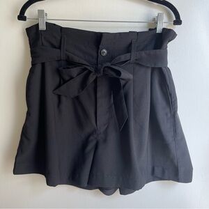 Madewell Women's Shorts Black Paper Bag Elastic High Waist 32" Belt Size 12